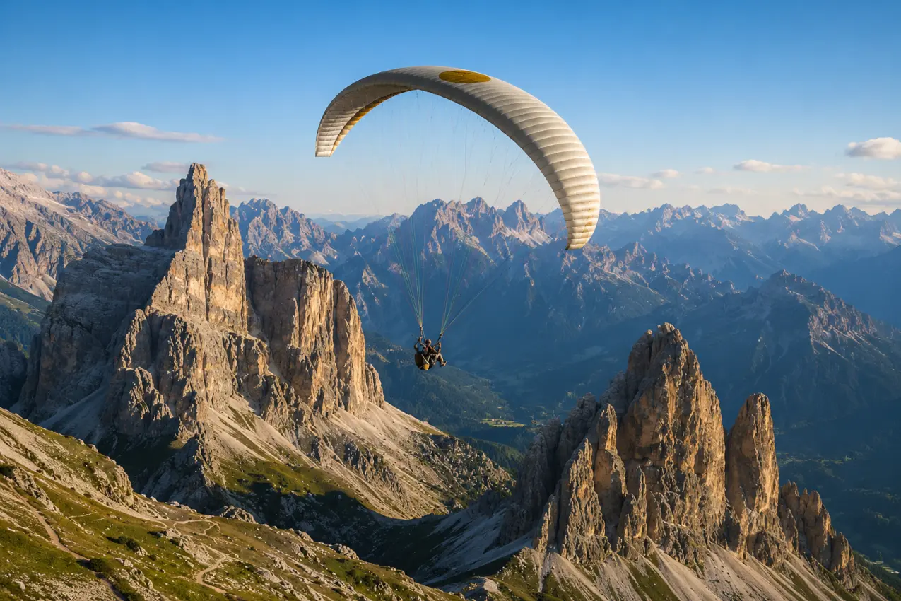 volo in parapendio sulle Dolomiti